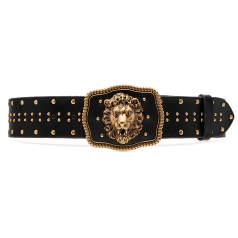 lion head gucci belt|Leather belt with lion head buckle .